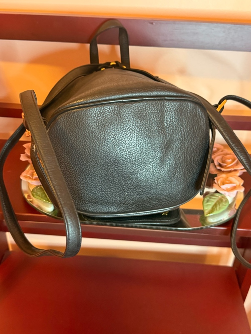 MCM Black Leather Backpack with Gold Hardware - Picture 4 of 7